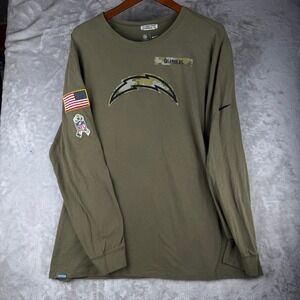 LA Chargers NFL Dri-FIT Long Sleeve T Shirt ON THE FIELD Mens XXL Green MILITAR